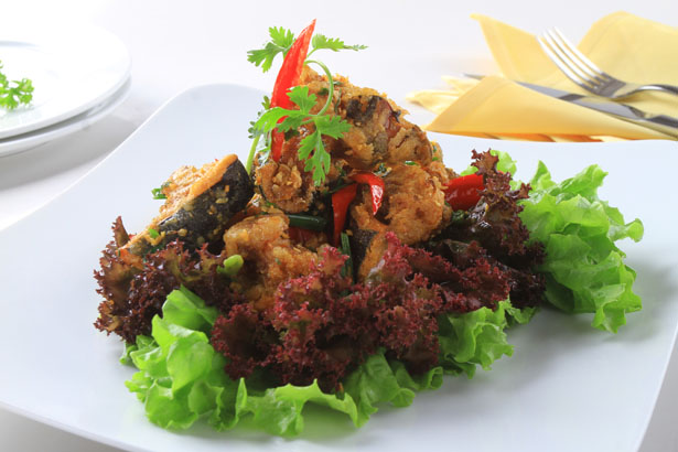 FRIED SWORDFISH TENDON WITH CHILI GARLIC
